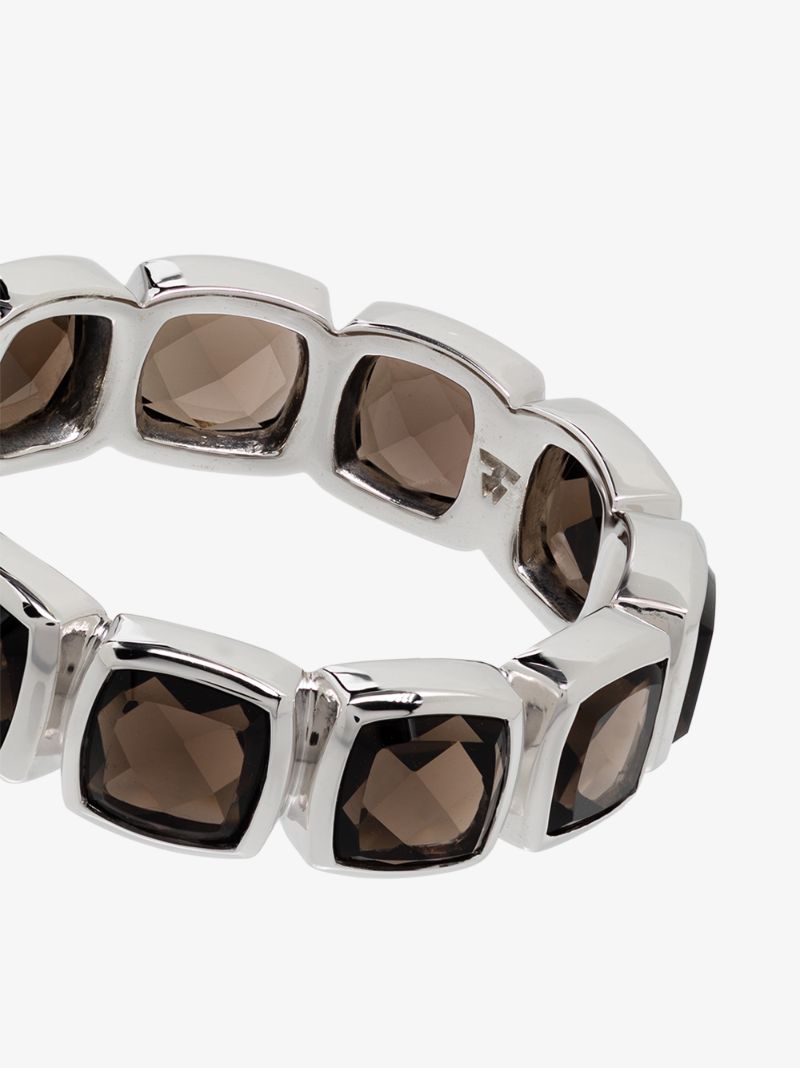 Sterling Silver Cushion Band Smoky Quartz Ring