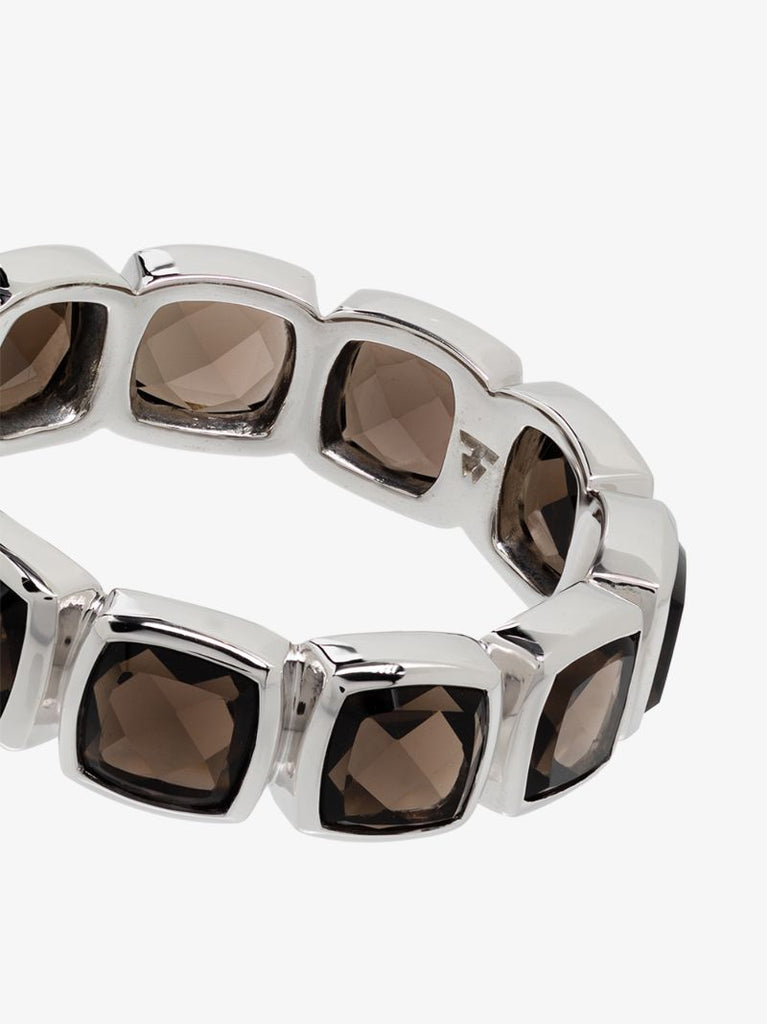 Sterling Silver Cushion Band Smoky Quartz Ring