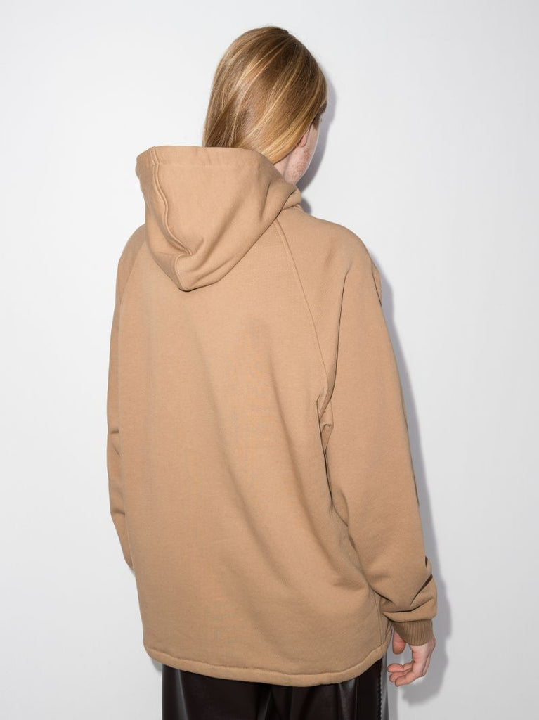 Beige Web Trim Logo Hoodie