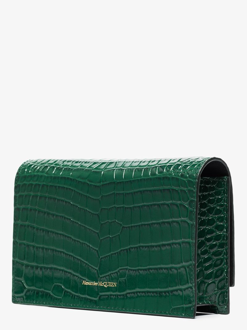 Green Skull Mini Leather Cross Body Bag