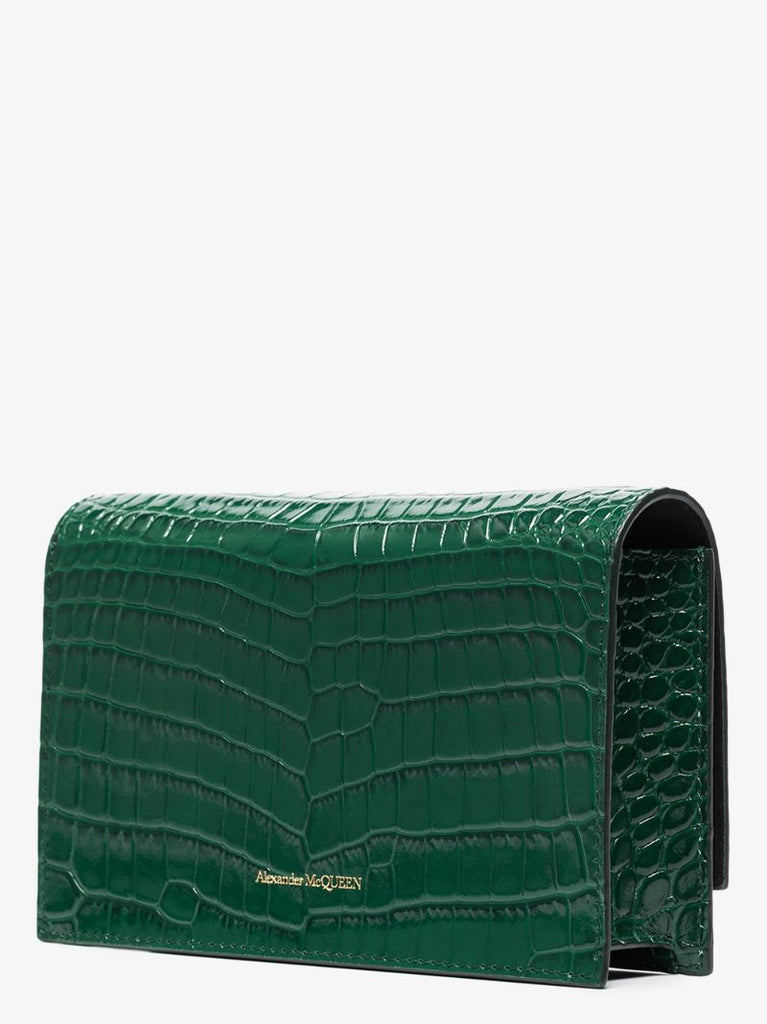 Green Skull Mini Leather Cross Body Bag