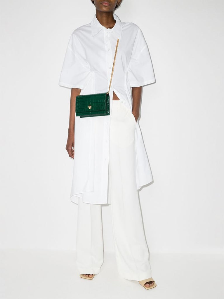 Green Skull Mini Leather Cross Body Bag
