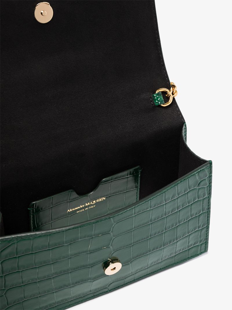 Green Skull Mini Leather Cross Body Bag