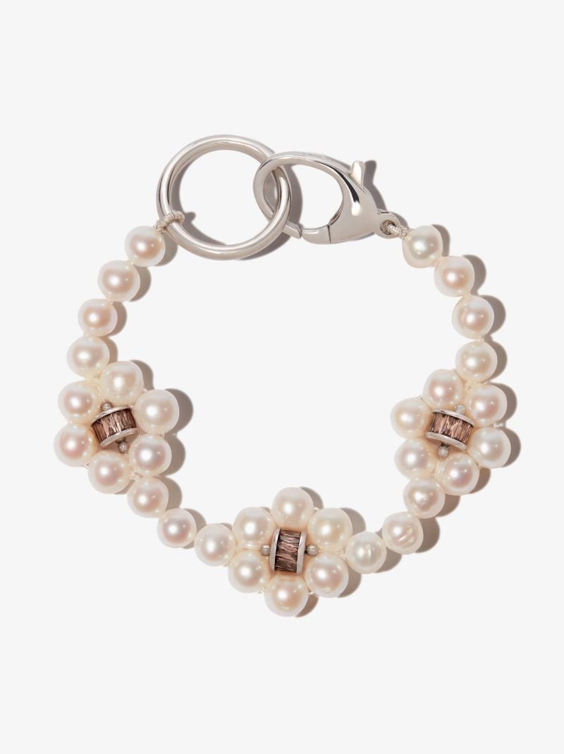 Sterling Silver Freshwater Pearl and Crystal Bracelet