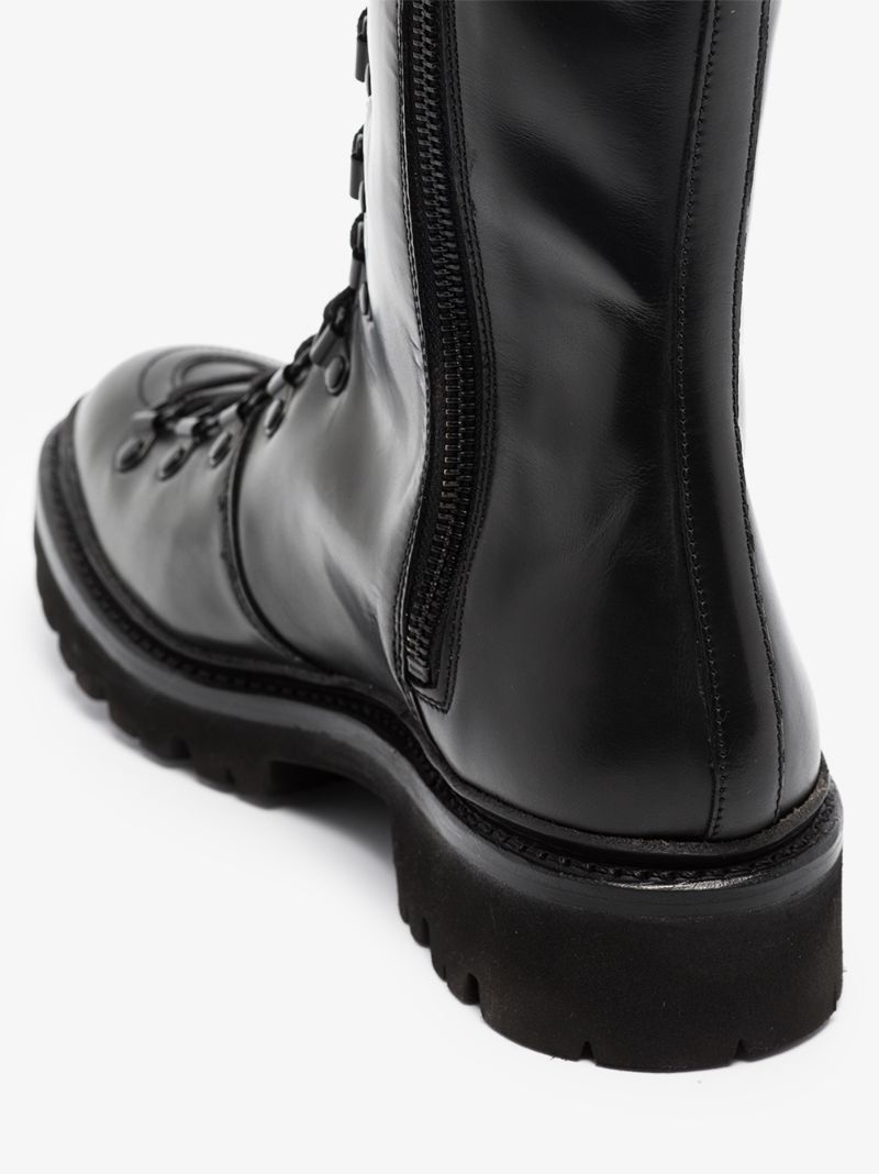 Black Nanette Knee-high Leather Lace-up Boots