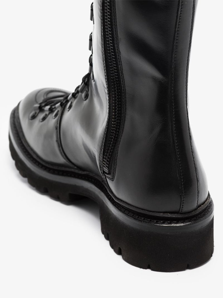 Black Nanette Knee-high Leather Lace-up Boots