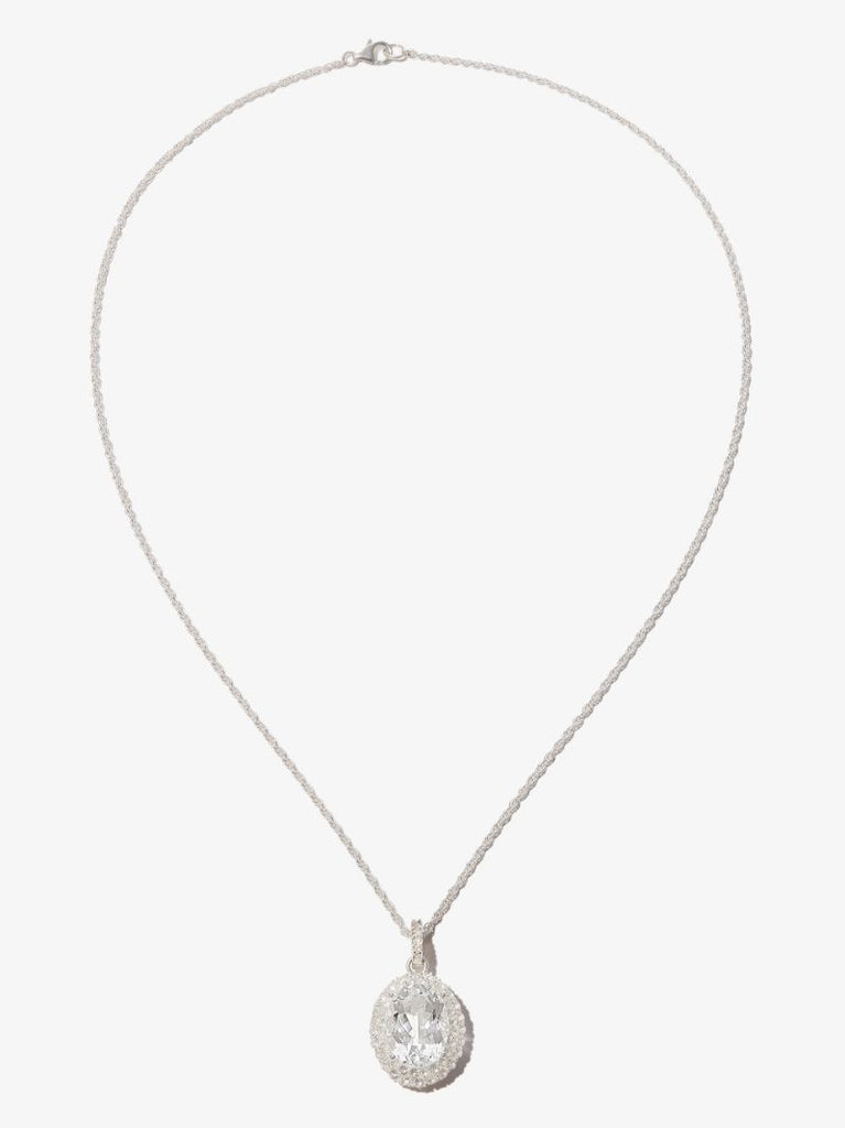 Sterling Silver Stone Pendant Chain Necklace