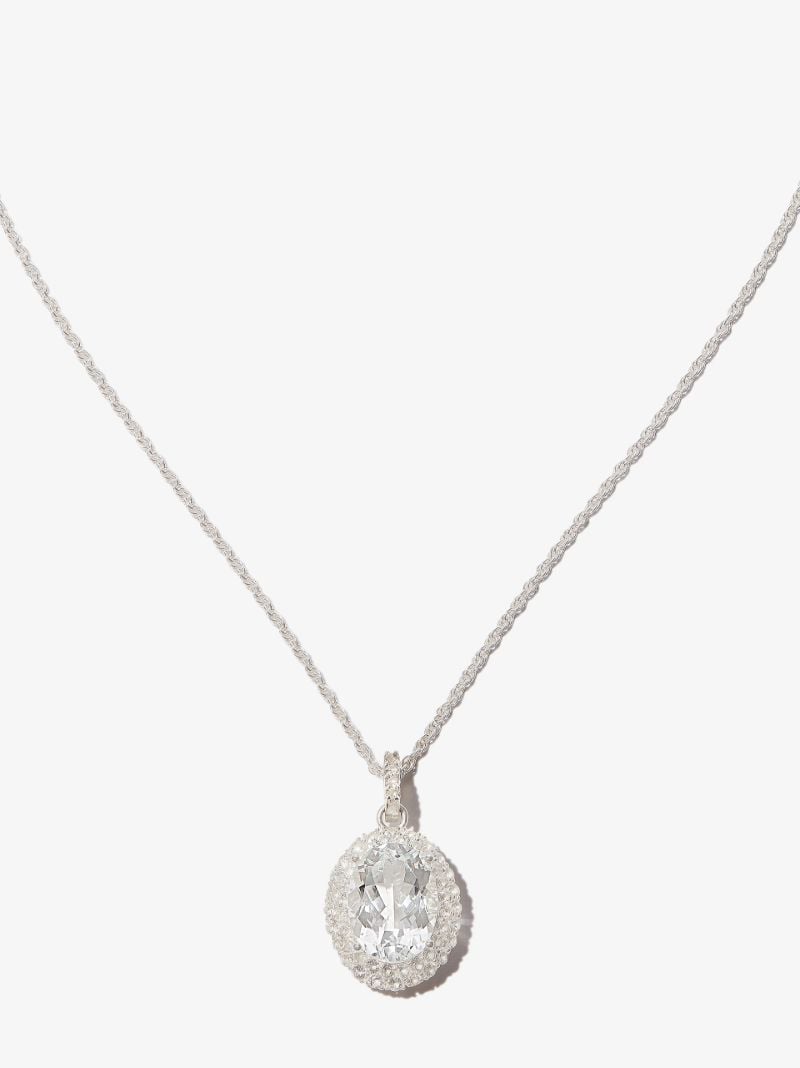 Sterling Silver Stone Pendant Chain Necklace