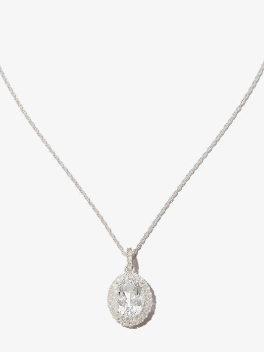 Sterling Silver Stone Pendant Chain Necklace