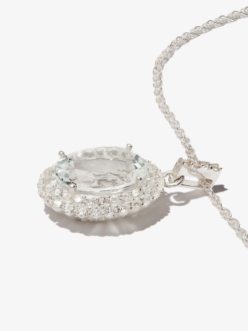 Sterling Silver Stone Pendant Chain Necklace