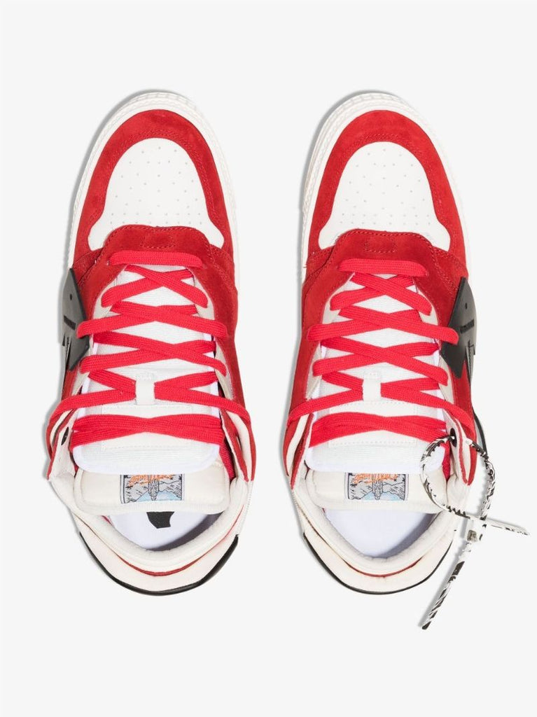 Red and White Off Court Low Top Sneakers