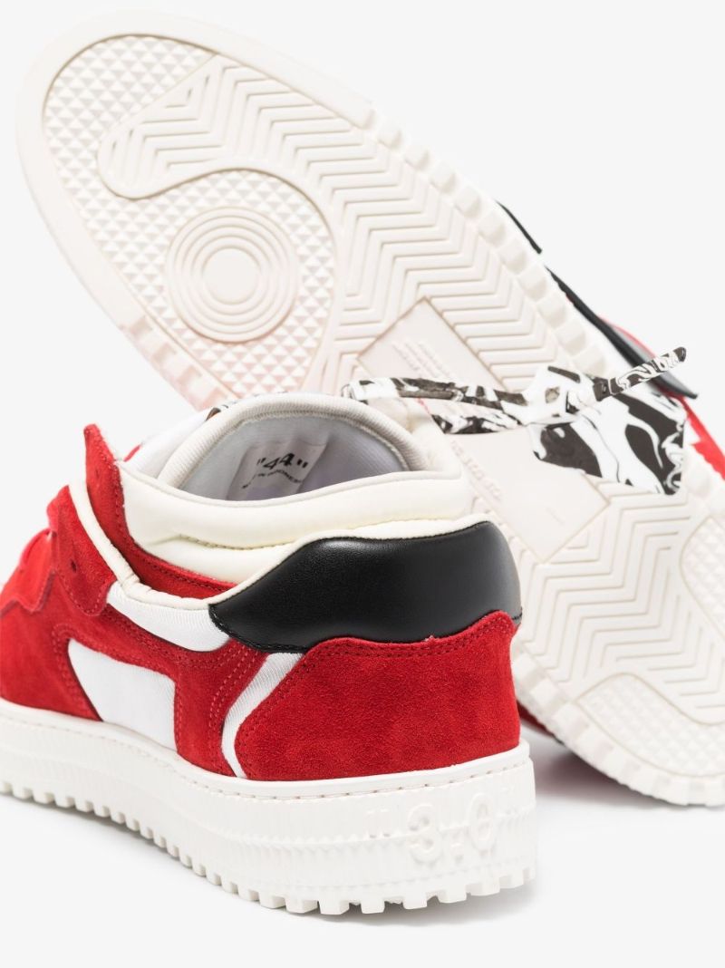 Red and White Off Court Low Top Sneakers