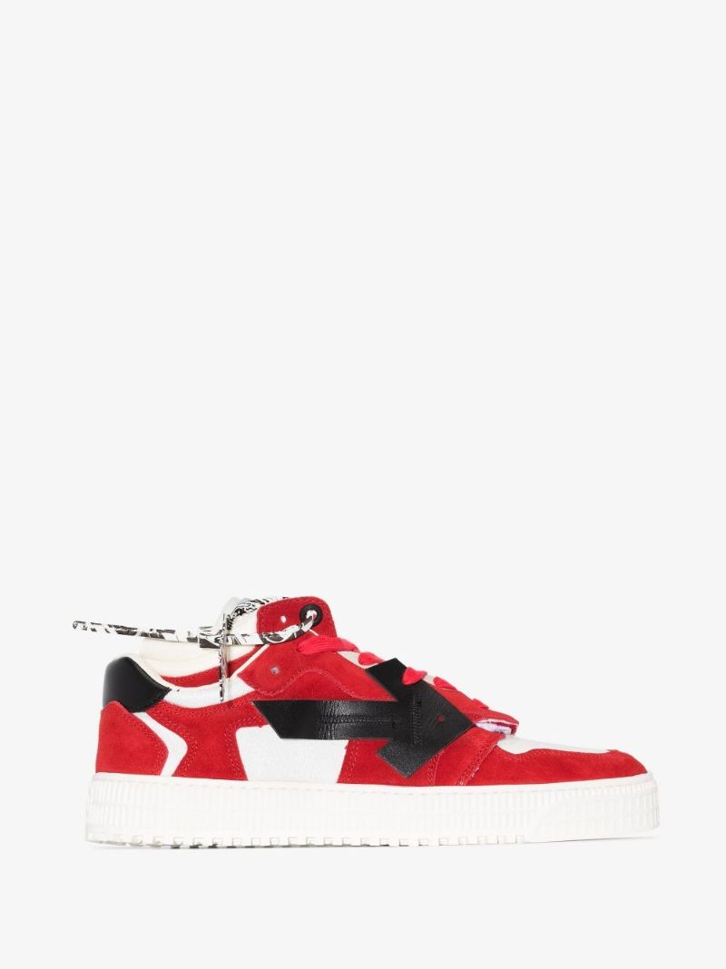 Red and White Off Court Low Top Sneakers