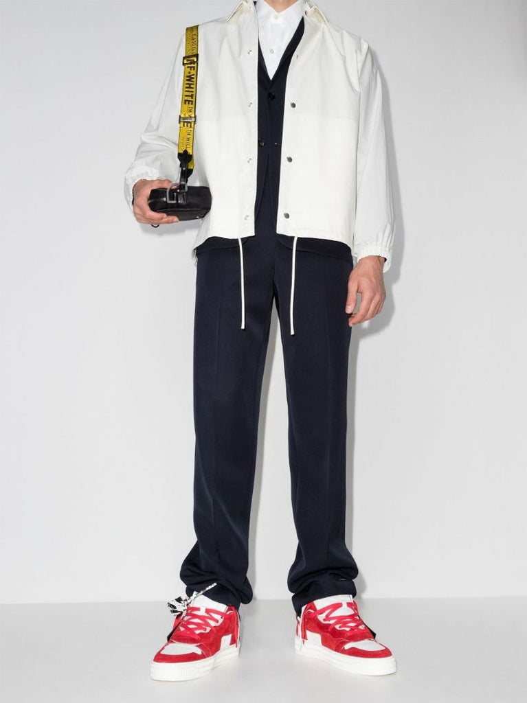 Red and White Off Court Low Top Sneakers
