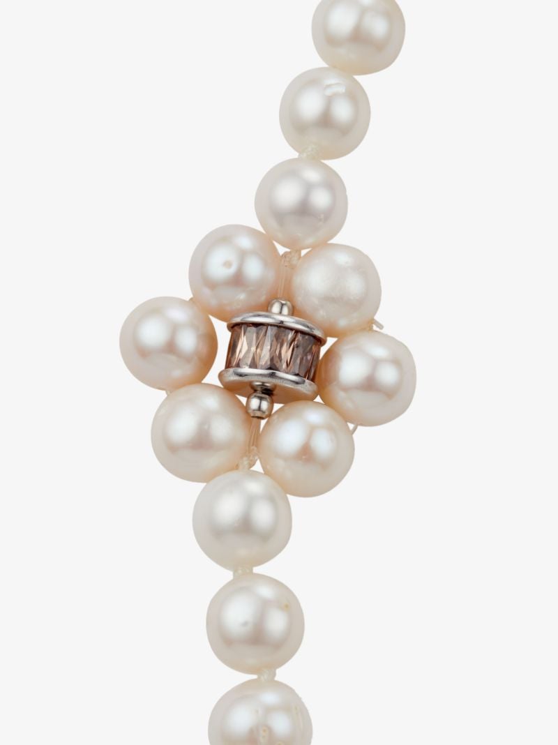 Sterling Silver Freshwater Pearl and Crystal Necklace