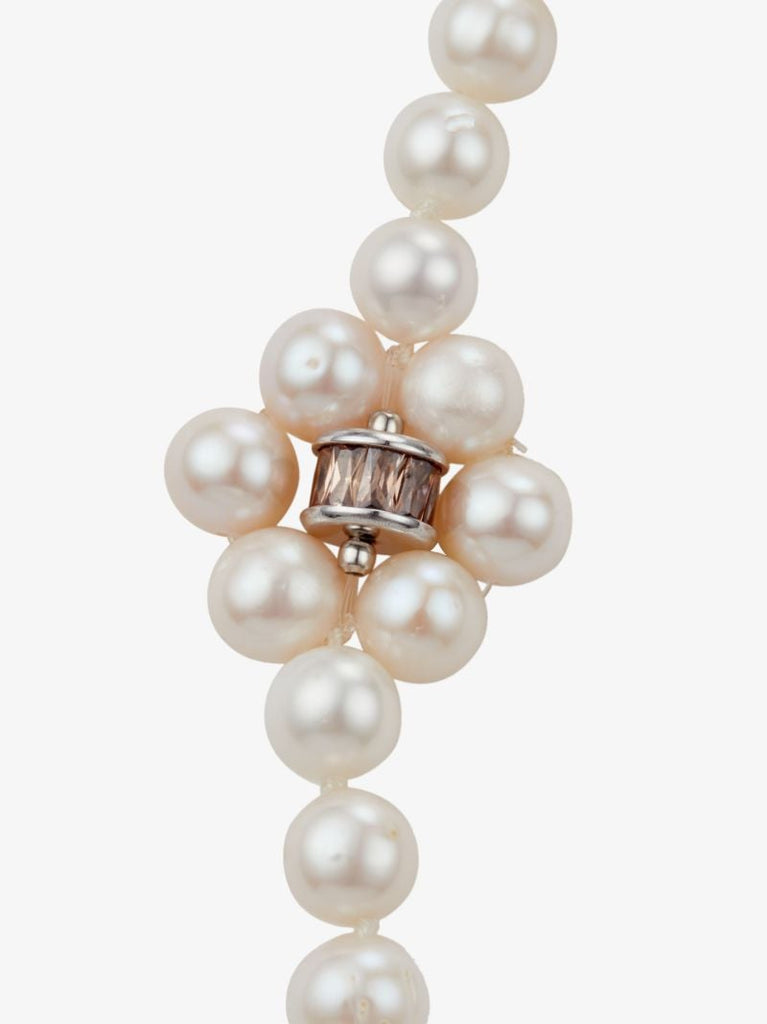 Sterling Silver Freshwater Pearl and Crystal Necklace