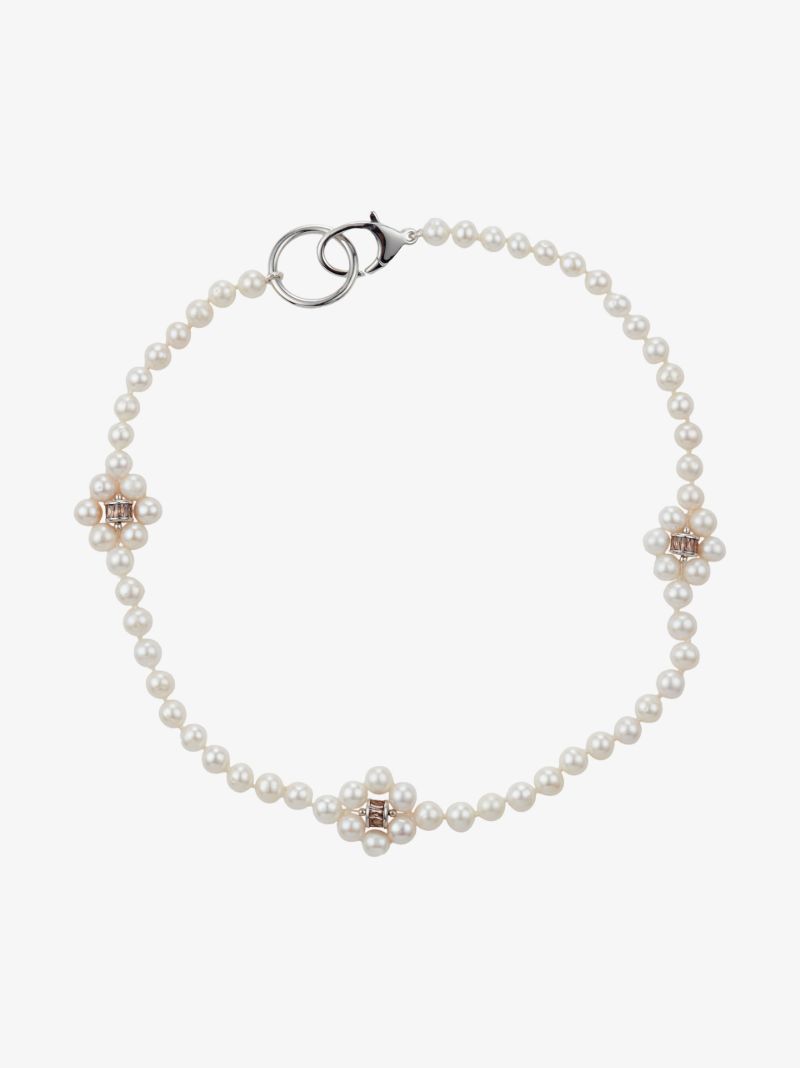 Sterling Silver Freshwater Pearl and Crystal Necklace