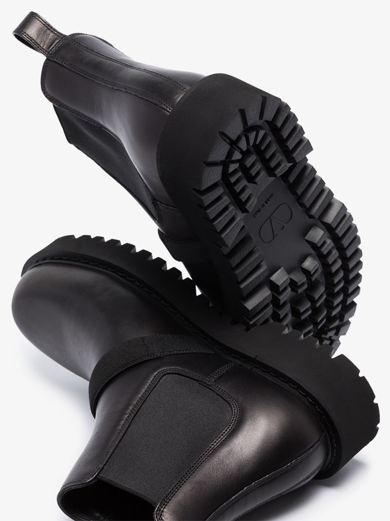 Black Beatle Leather Chelsea Boots