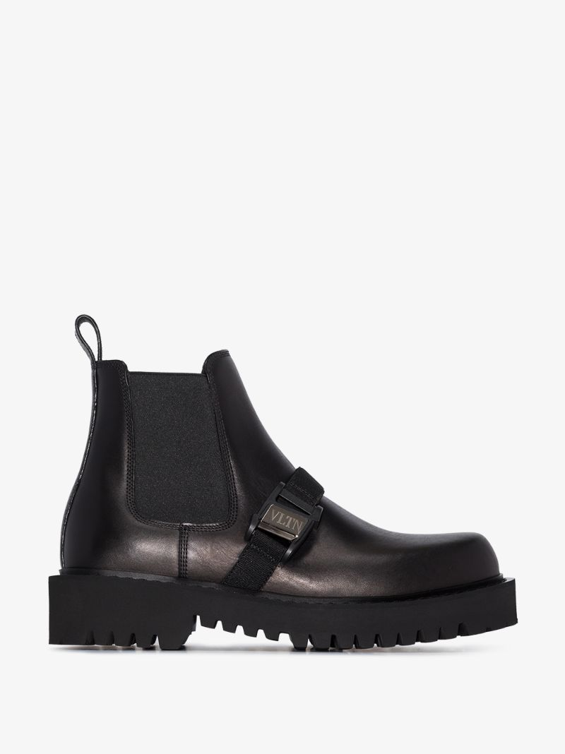 Black Beatle Leather Chelsea Boots