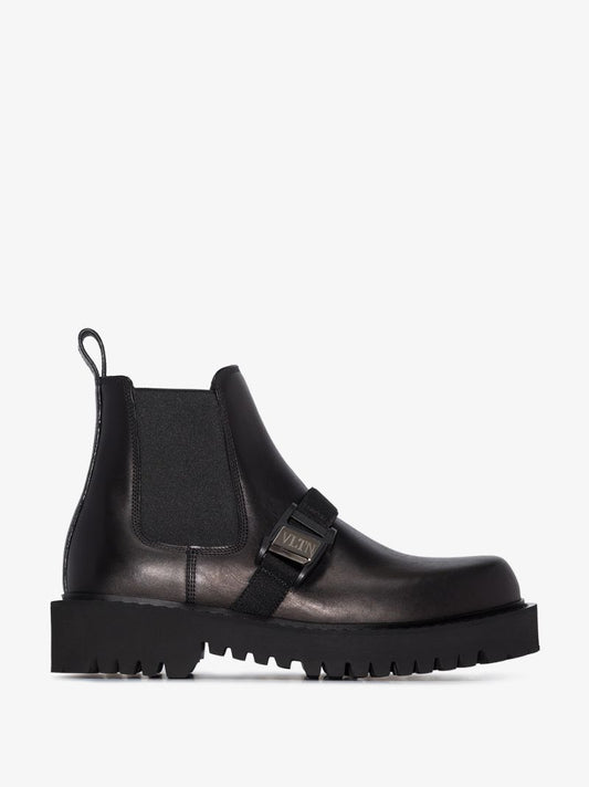 Black Beatle Leather Chelsea Boots