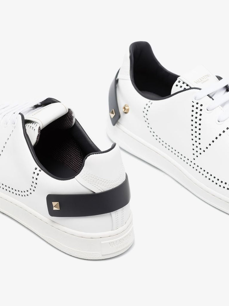White Backnet Leather Sneakers