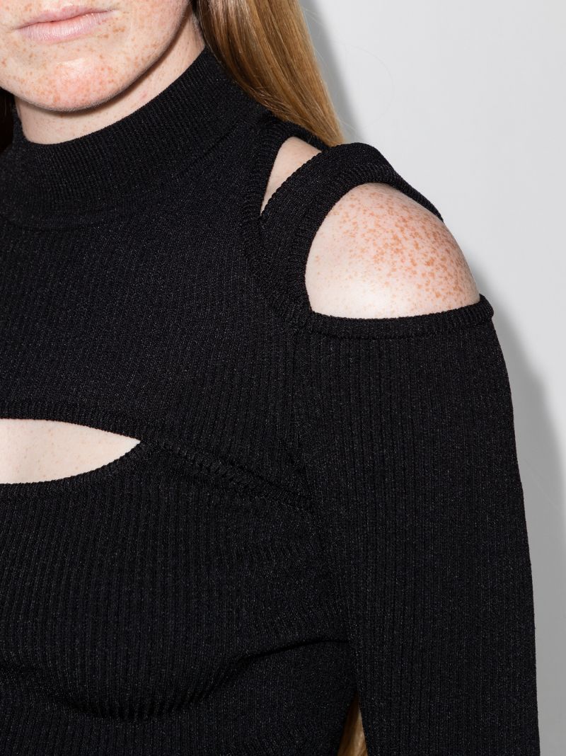 Cutout Ribbed Knit Mini Dress