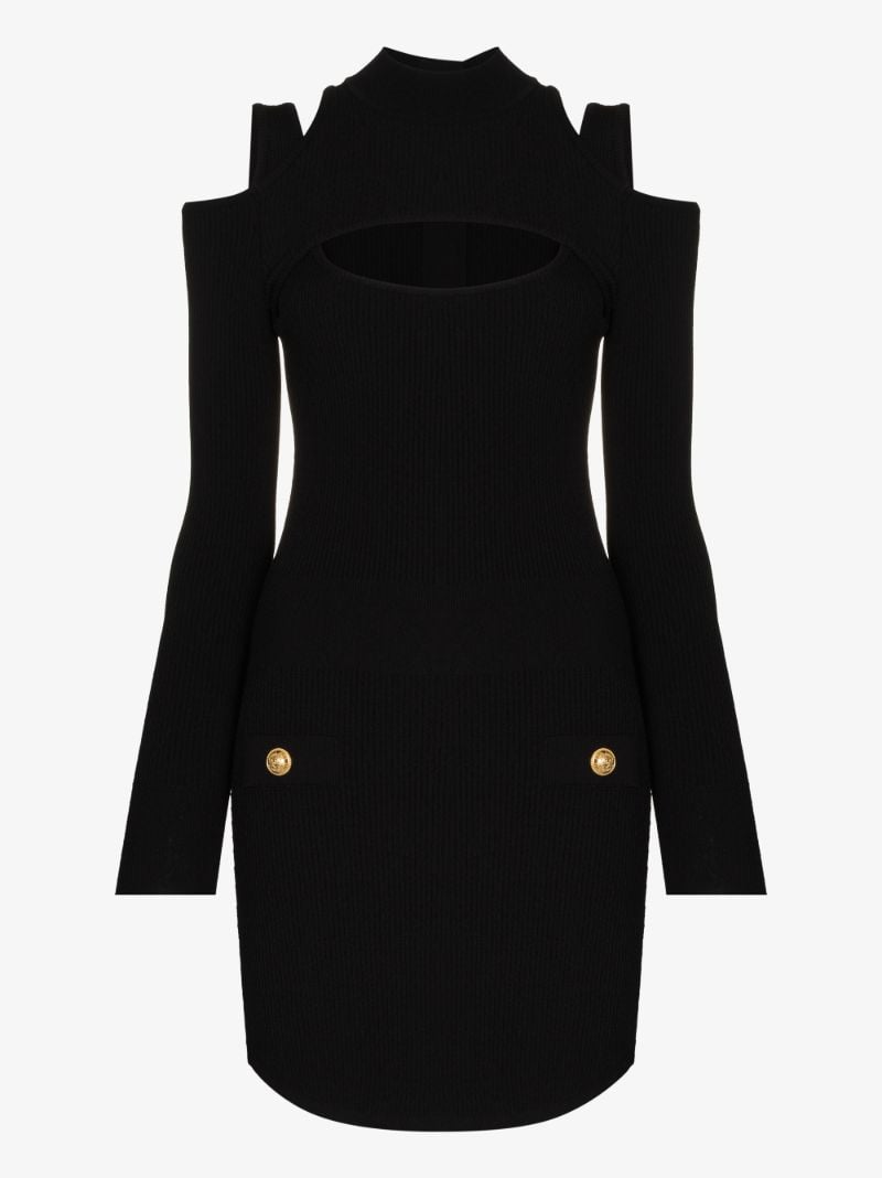 Cutout Ribbed Knit Mini Dress