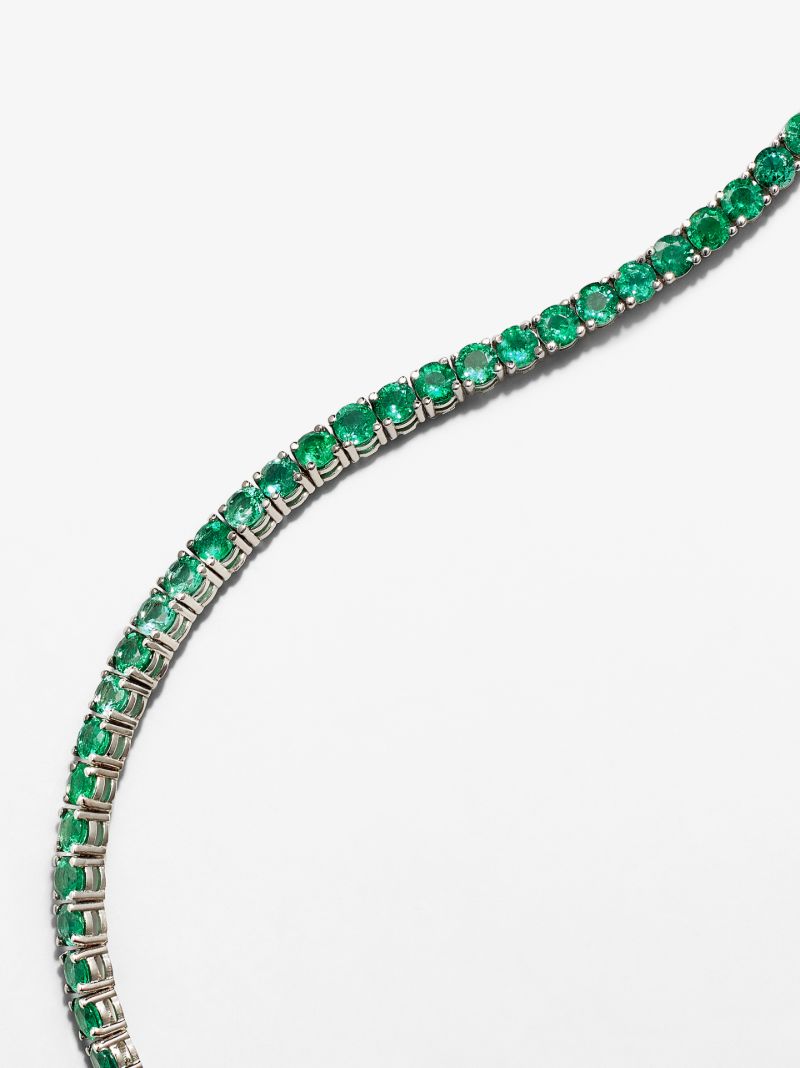 18k White Gold Emerald Tennis Bracelet