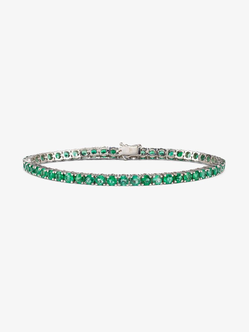18k White Gold Emerald Tennis Bracelet