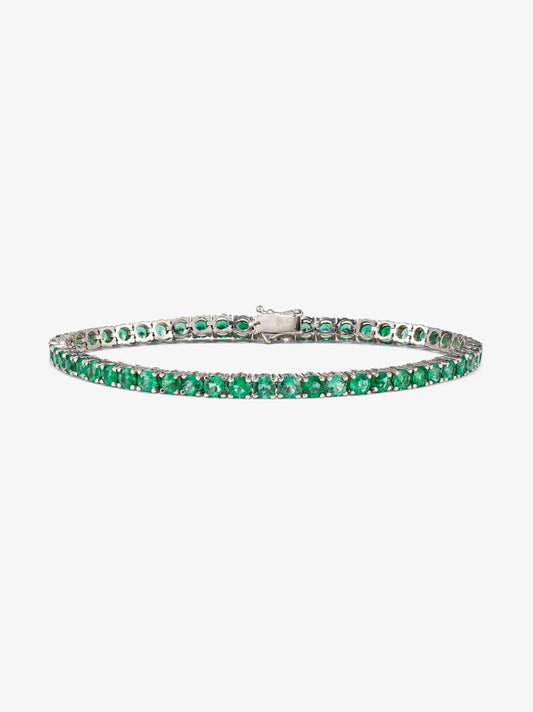 18k White Gold Emerald Tennis Bracelet