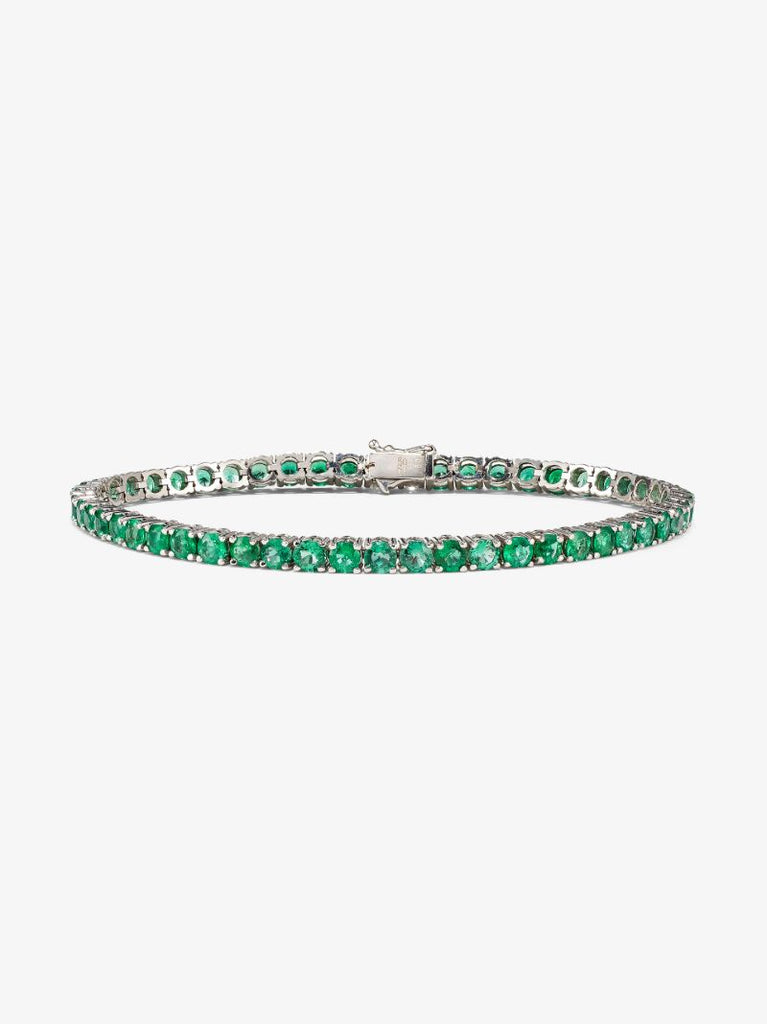 18k White Gold Emerald Tennis Bracelet