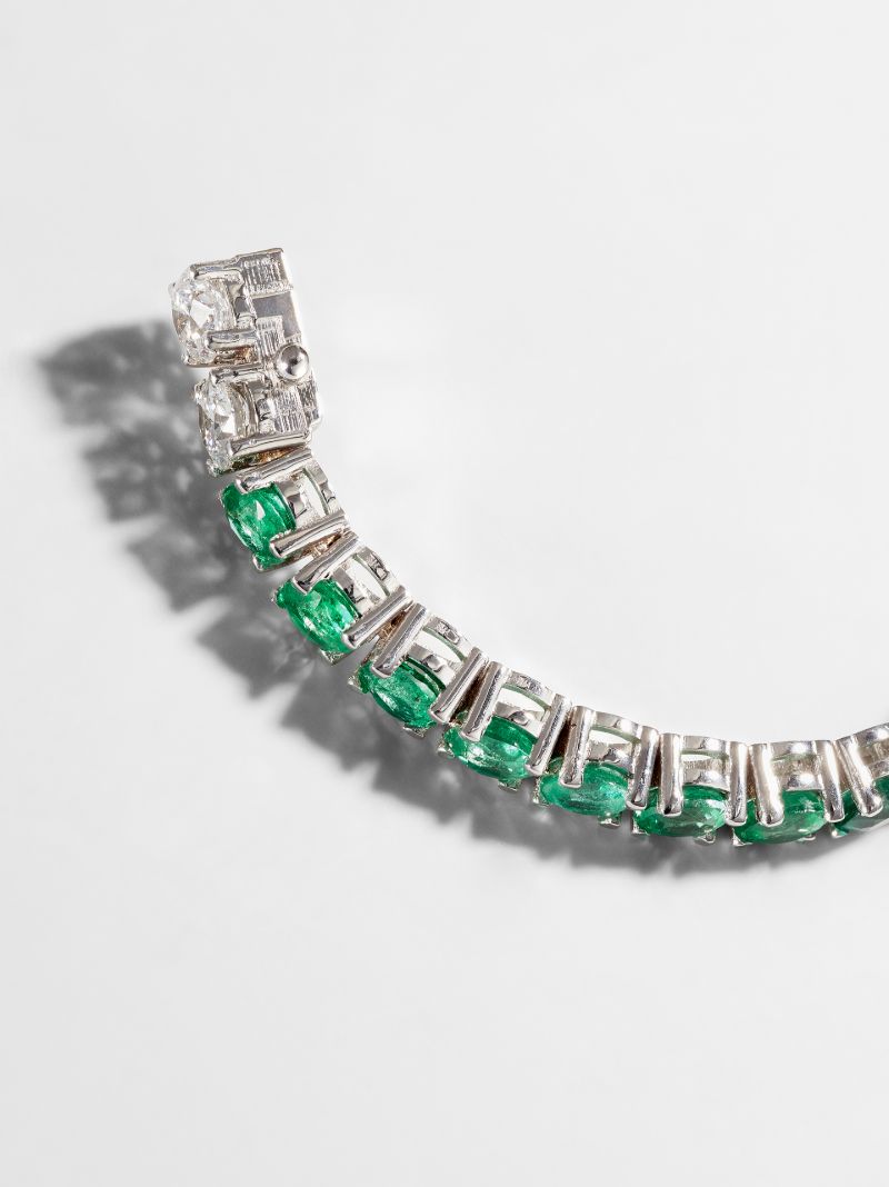18k White Gold Emerald Tennis Bracelet