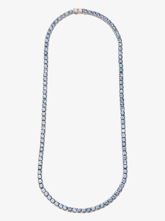 18k White Gold Sapphire Diamond Tennis Necklace