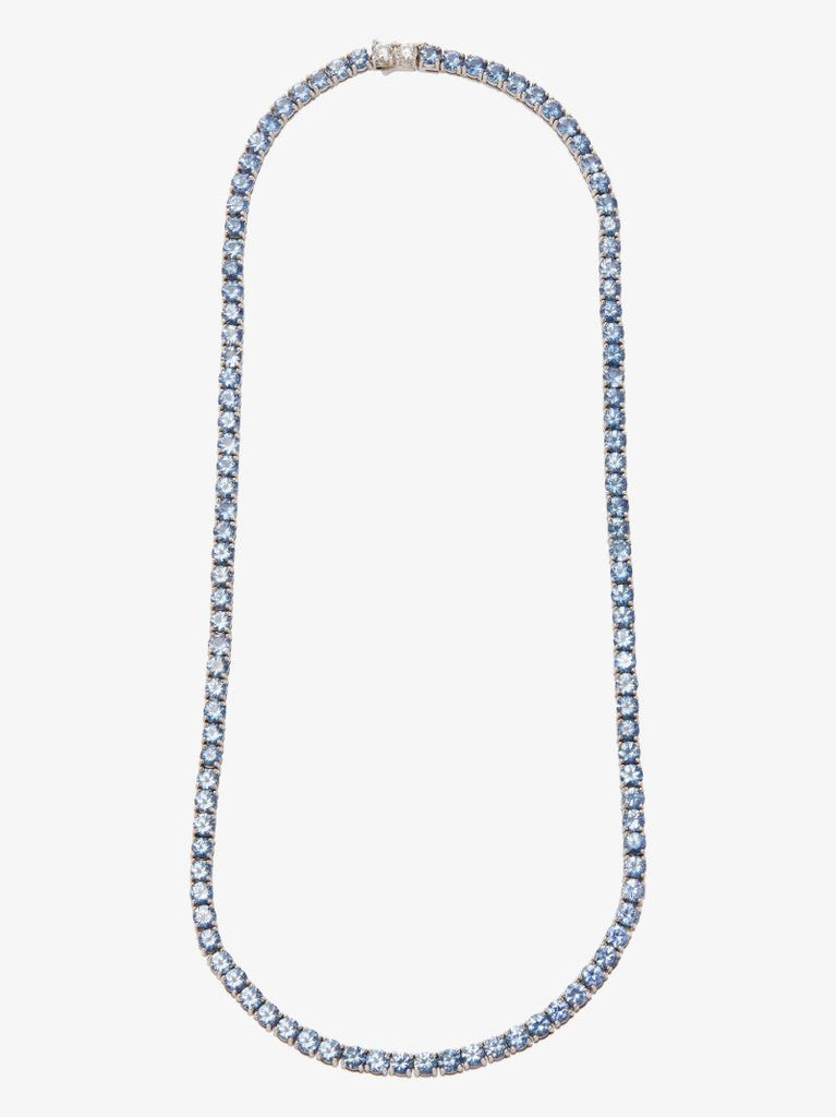 18k White Gold Sapphire Diamond Tennis Necklace