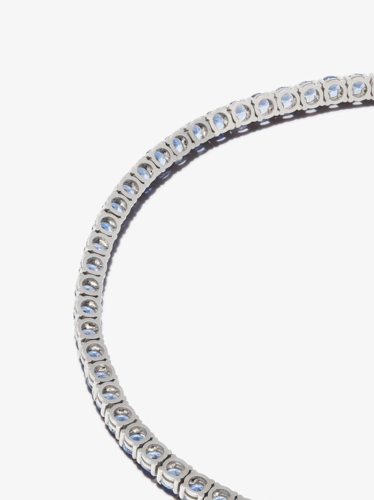 18k White Gold Sapphire Diamond Tennis Necklace