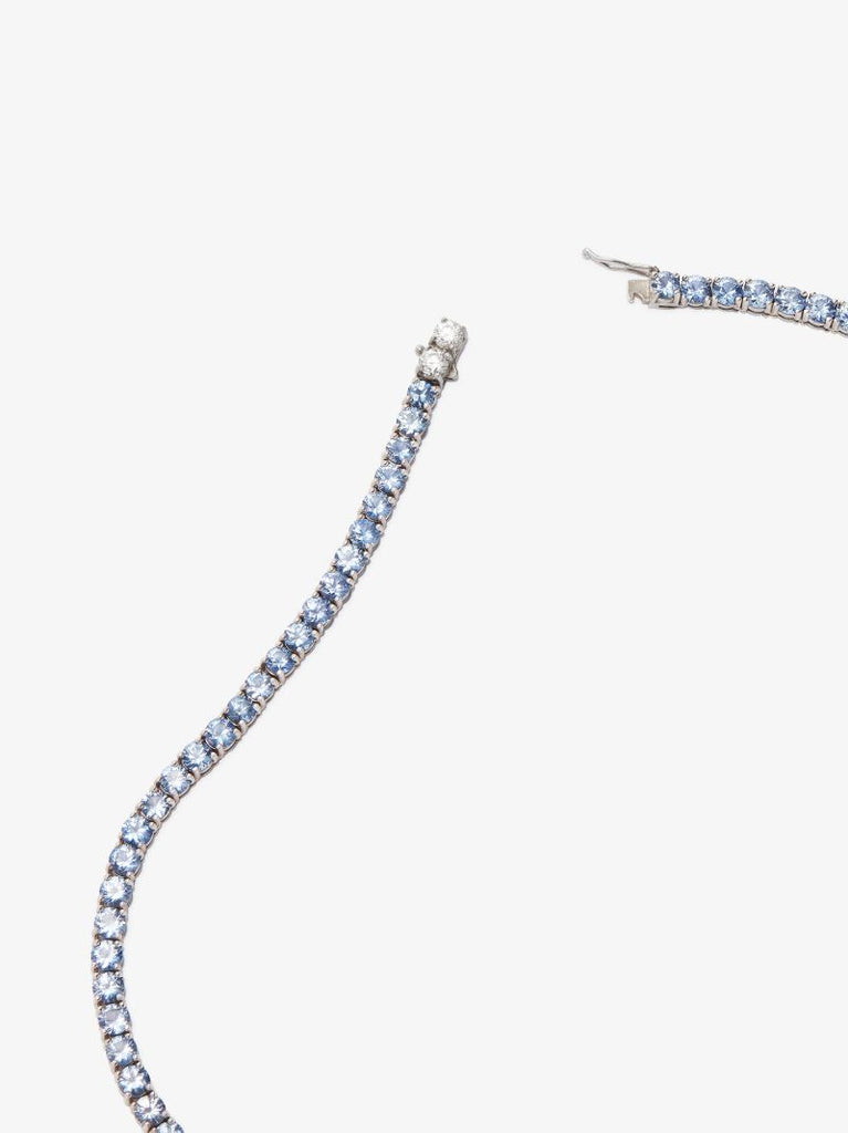 18k White Gold Sapphire Diamond Tennis Necklace