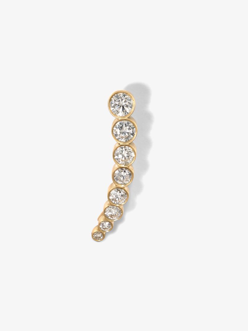 18k Yellow Gold Croissant De Lune Diamond Earring