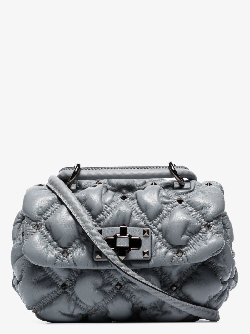 Grey Spikeme Small Leather Shoulder Bag