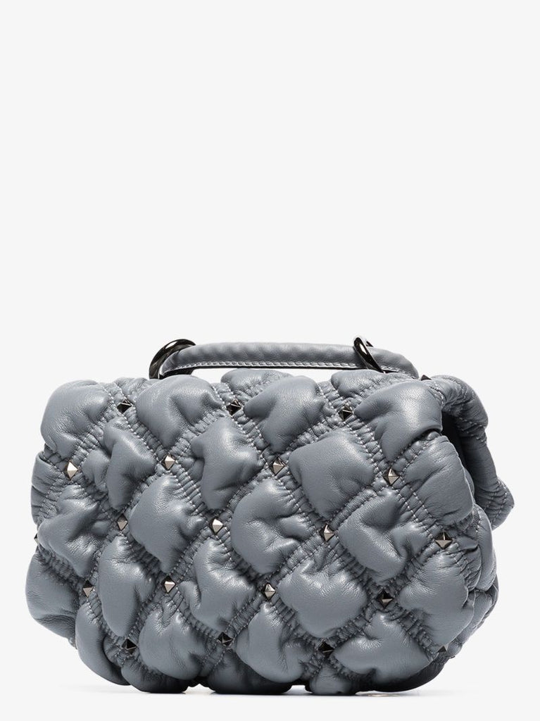 Grey Spikeme Small Leather Shoulder Bag