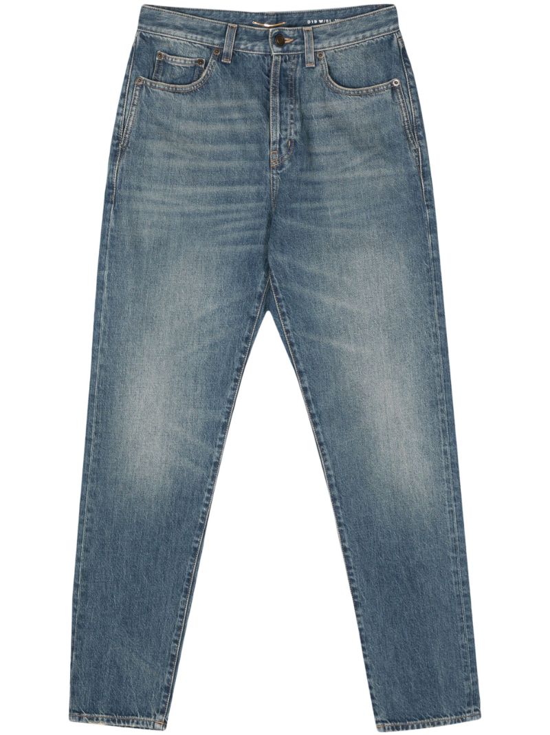 Blue High-waist Straight Leg Jeans