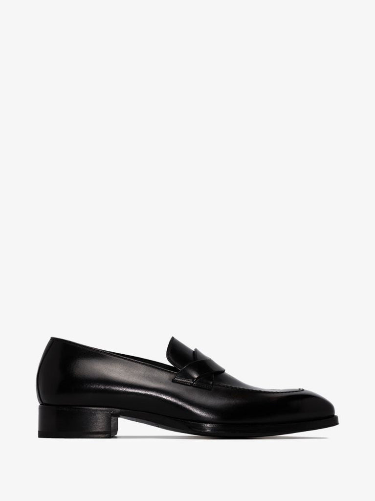 Black Elkan Leather Loafers