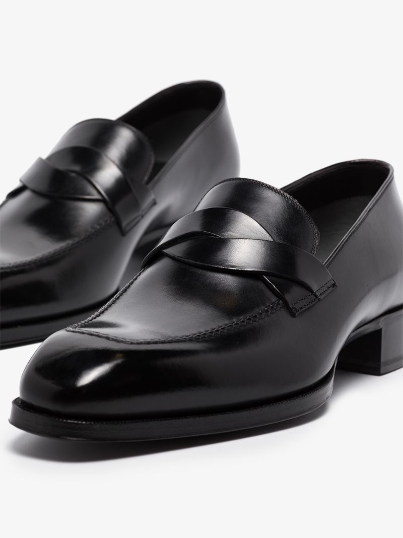 Black Elkan Leather Loafers