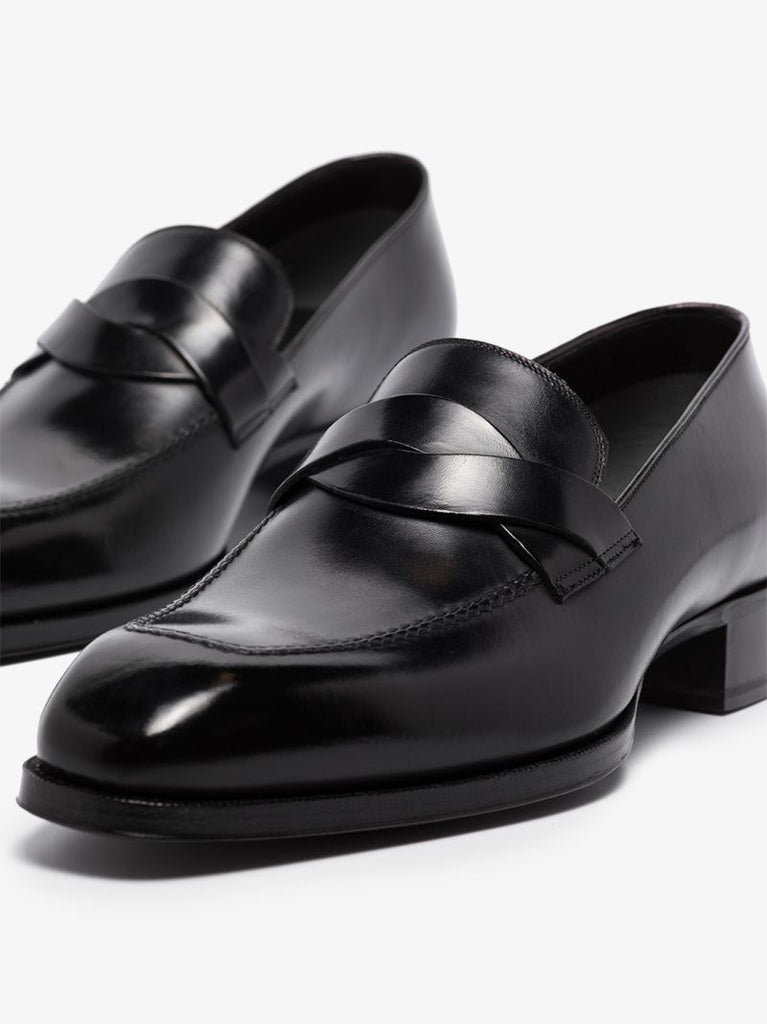 Black Elkan Leather Loafers