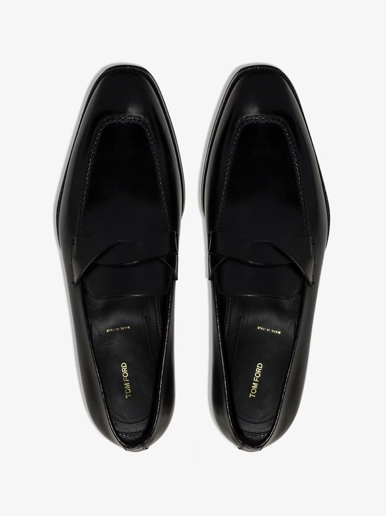 Black Elkan Leather Loafers