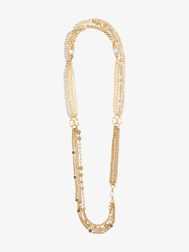 Gold Tone Long Chain Necklace