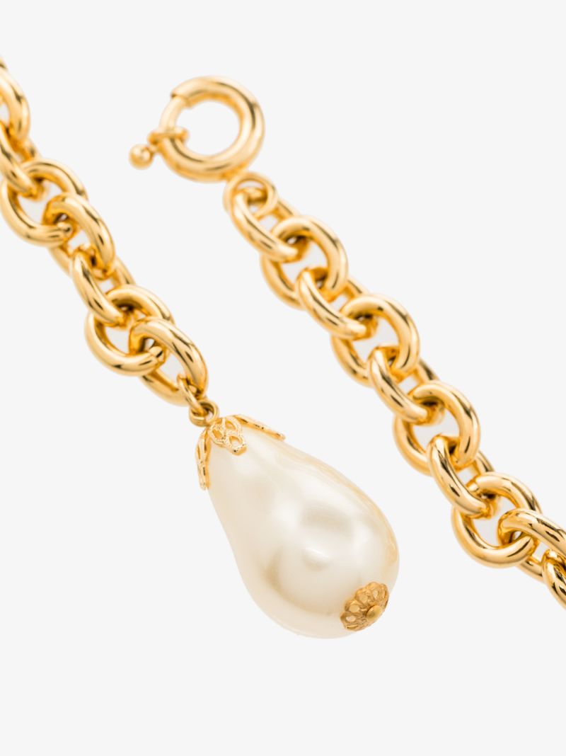 Gold Tone Jacquard Charm Necklace