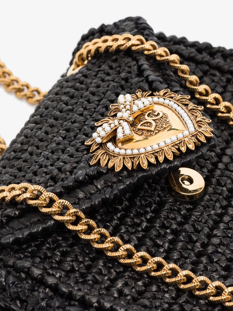 Black Devotion Raffia Shoulder Bag