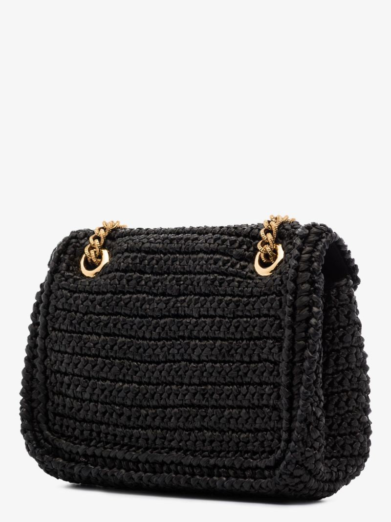 Black Devotion Raffia Shoulder Bag
