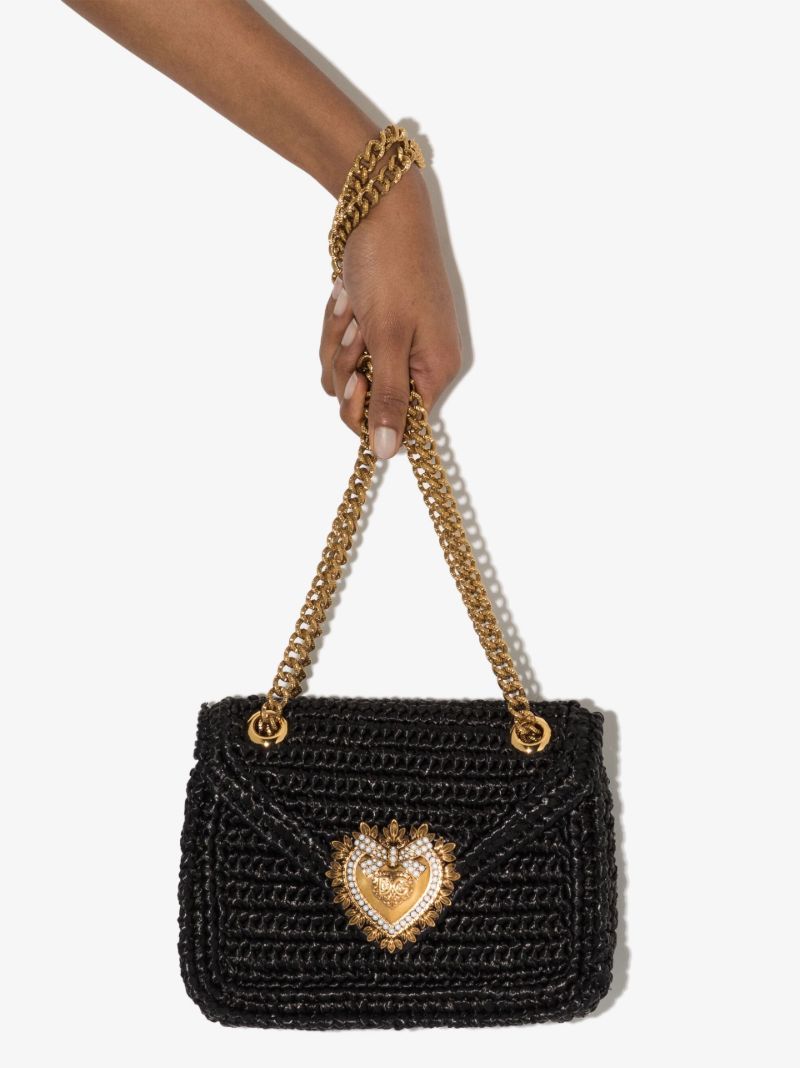 Black Devotion Raffia Shoulder Bag