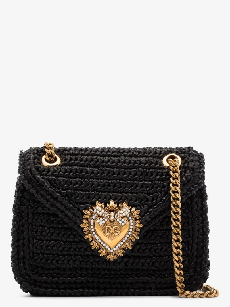 Black Devotion Raffia Shoulder Bag